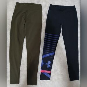 Aerie Olive Green And Black Underamour Leggings Athletic Performance Size Small
